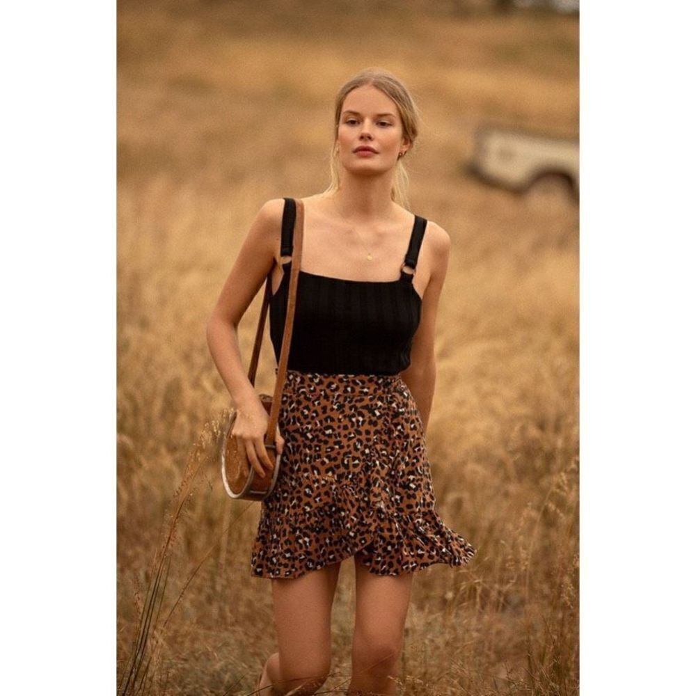 Rails Maci Linen Blend Ruffle Trim Wrap Mini Skirt - image 1